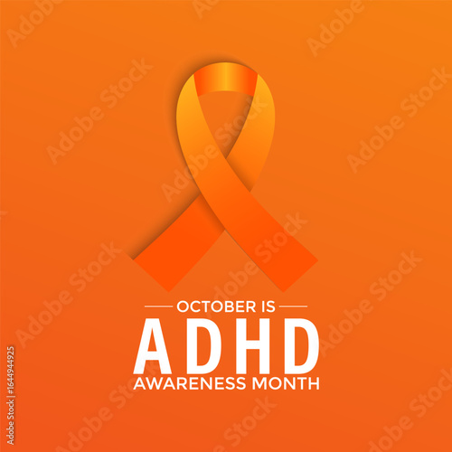 ADHD Awareness Month, observed every October, raises awareness about Attention-Deficit,Hyperactivity Disorder. A concept for healthcare and medicine. Banner poster, social media, flyer and background.