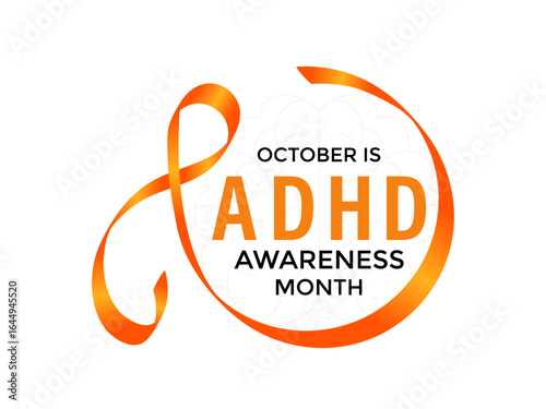 ADHD Awareness Month, observed every October, raises awareness about Attention-Deficit,Hyperactivity Disorder. A concept for healthcare and medicine. Banner poster, social media, flyer and background.