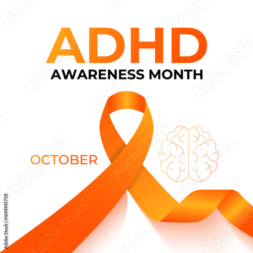 ADHD Awareness Month, observed every October, raises awareness about Attention-Deficit,Hyperactivity Disorder. A concept for healthcare and medicine. Banner poster, social media, flyer and background.