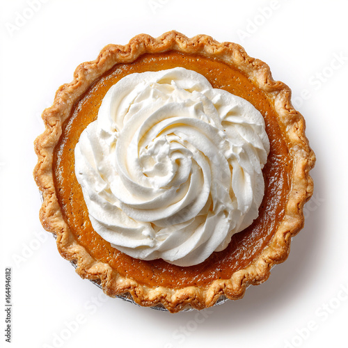 Pumpkin pie with whipped cream swirl