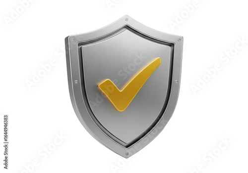 Silver Shield with Golden Checkmark Symbolizing Trustworthiness and Security on Dark Background