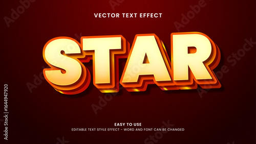 Editable text effect star 3d style premium vector	