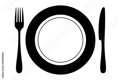 Simple black silhouette of silverware fork knife spoon cutlery set for kitchen and dining use