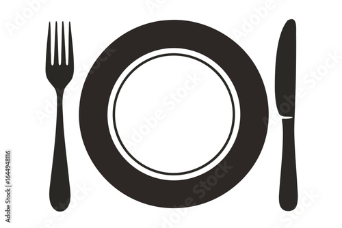 Simple black silhouette of silverware fork knife spoon cutlery set for kitchen and dining use