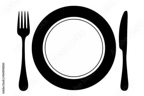 Simple black silhouette of silverware fork knife spoon cutlery set for kitchen and dining use