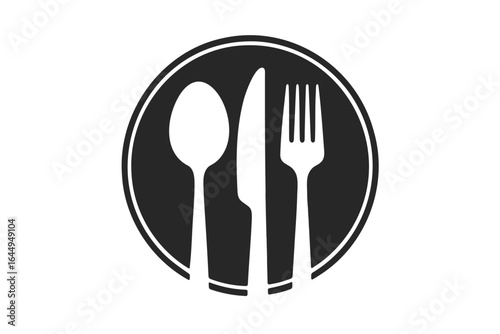 Minimalist dining set illustration with fork knife and plate for modern kitchen decor style