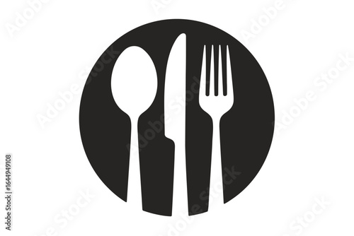 Minimalist dining set illustration with fork knife and plate for modern kitchen decor style