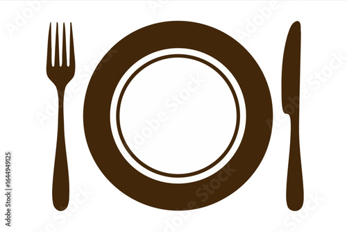 Minimalist dining set illustration with fork knife and plate for modern kitchen decor style