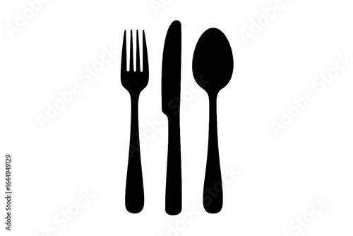 Minimalist dining set illustration with fork knife and plate for modern kitchen decor style