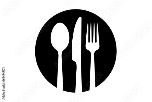 Minimalist dining set illustration with fork knife and plate for modern kitchen decor style