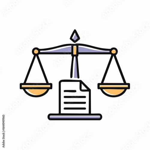 Legal Justice Balance Icon Symbolizing Equality, Rights, and Law Enforcement for Business and Social Applications