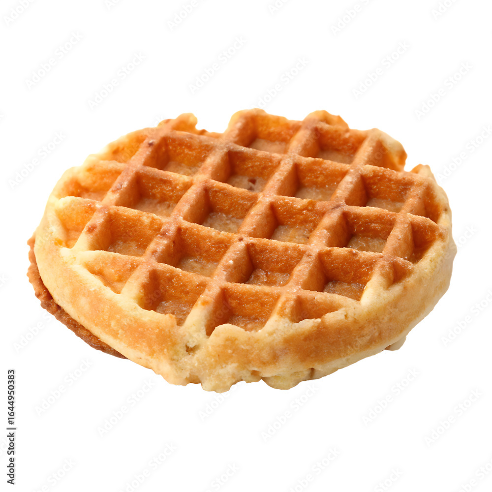 A single golden brown waffle for breakfast isolated on a transparent background png A single golden brown waffle for breakfast isolated on a transparent background png