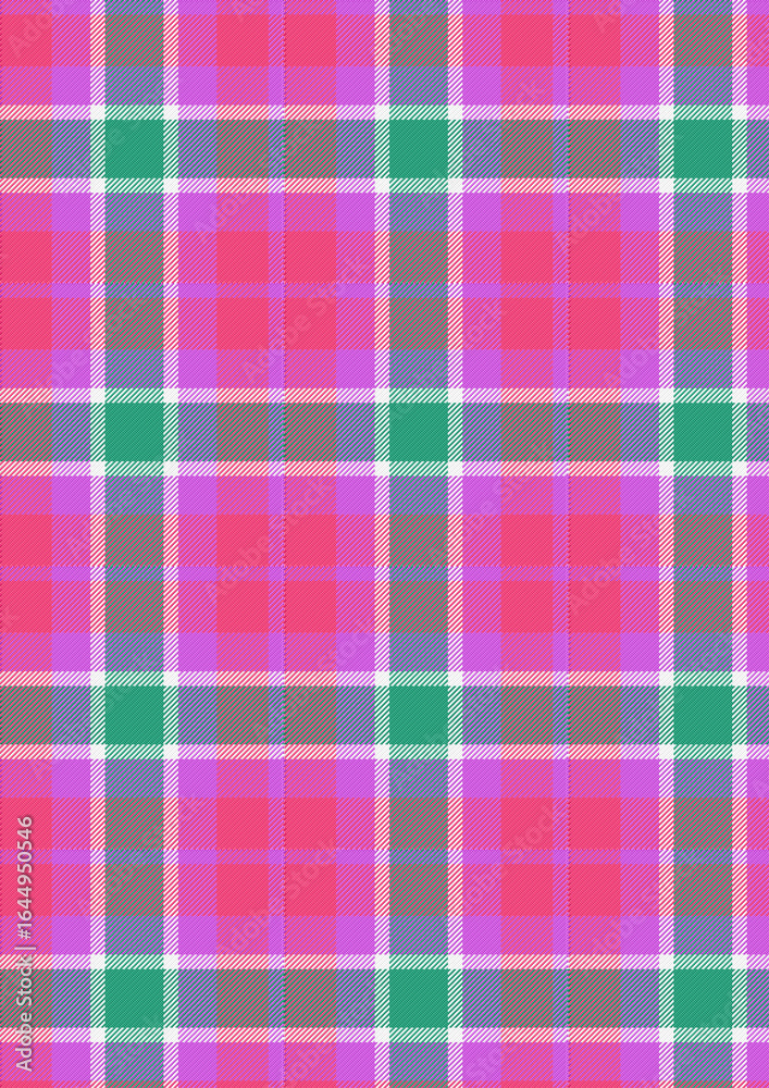 Fototapeta premium A soft pink seamless plaid fabric pattern with a checkered tartan design and a pastel pink background