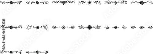 Simple Floral Text Dividers Vector Design on White Background.