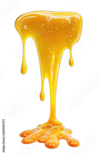 Golden liquid drips and pools