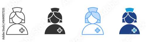 Nurse Icon Set Multiple Style Collection