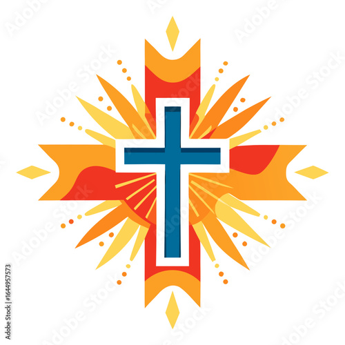 Pentecost Christian Cross Vector Illustration