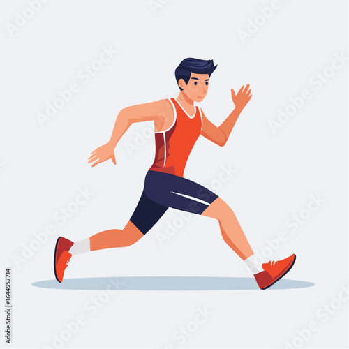 Male Runner in Red Athletic Outfit Sprinting Illustration

