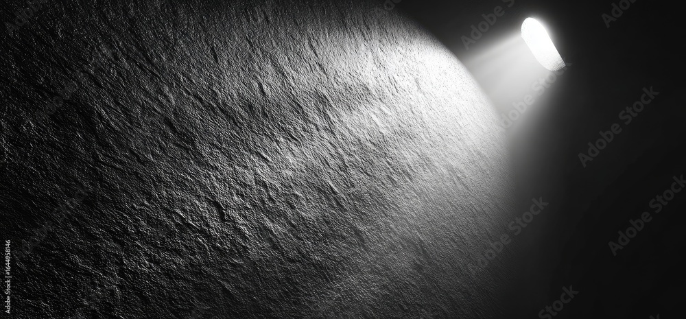 Fototapeta premium Dark stone wall illuminated by a spotlight