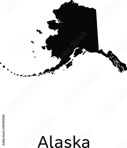 Black silhouette map of alaska state outline