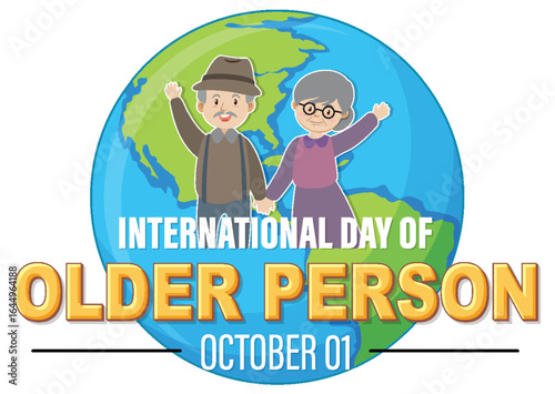 International day of older person with happy seniors on earth