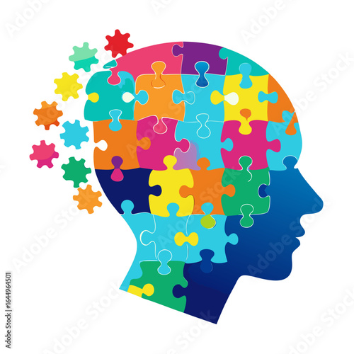 Human Head Puzzle Pieces Mental Health Vector