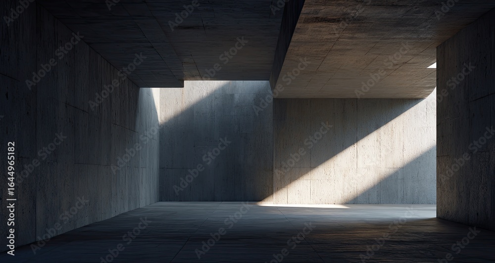 Obraz premium Empty, concrete architectural space, sunlit