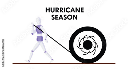 Mannequin pulling hurricane symbol during hurricane season