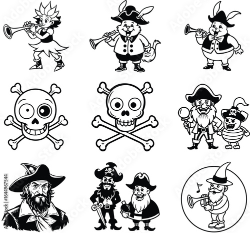 Pirate Characters and Symbols Collection for Nautical Adventures