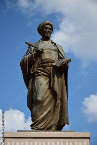Astana (Nur-Sultan), Kazakhstan – Monument to the medieval islamic philosopher  Abu Nasr Al Farabi (870-950), in Astana (Nur-Sultan), capital of Kazakhstan