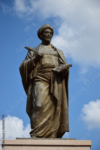 Astana (Nur-Sultan), Kazakhstan – Monument to the medieval islamic philosopher  Abu Nasr Al Farabi (870-950), in Astana (Nur-Sultan), capital of Kazakhstan