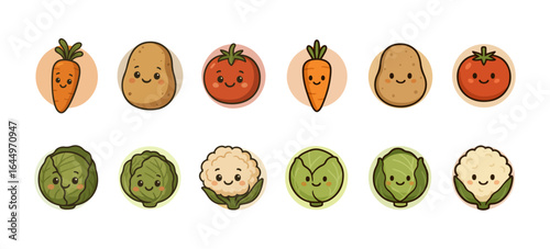 vegetable avatar or flat icon radish potato tomato , carrot cauliflower vector illustration in AI , EPS , JPG , PNG format
