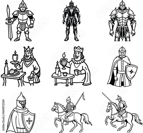 Collection of Medieval Knights Kings and Warriors in Armor