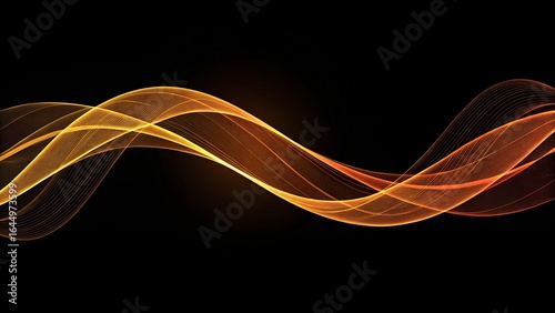 Abstract glowing orange wavy lines on a black background