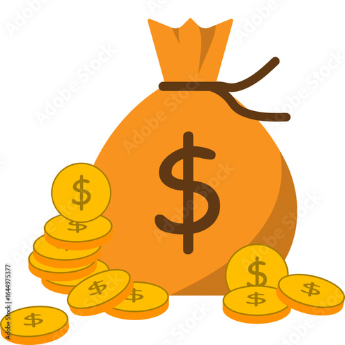 Money Bag with Coins
