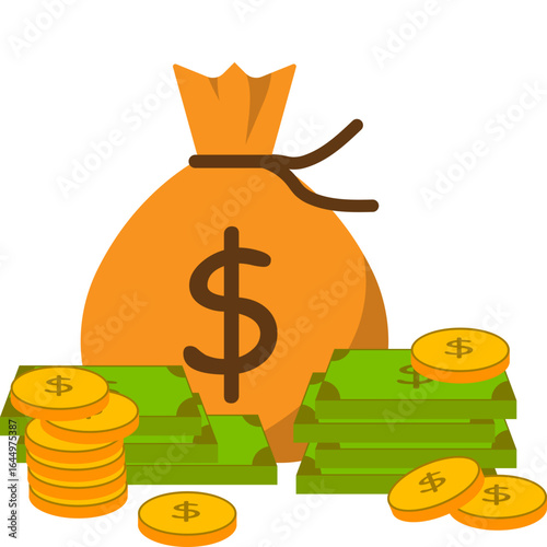 Money Bag with Coins