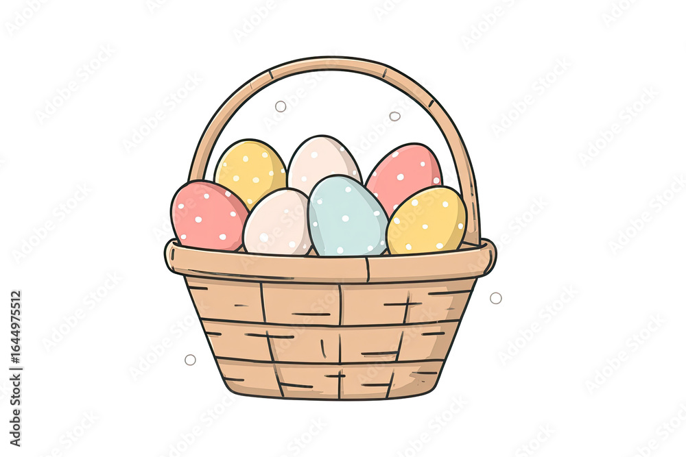 Fototapeta premium Easter basket filled with colorful eggs