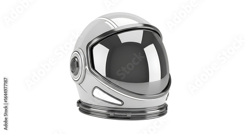 Futuristic astronaut helmet with reflective visor isolated on transparent background