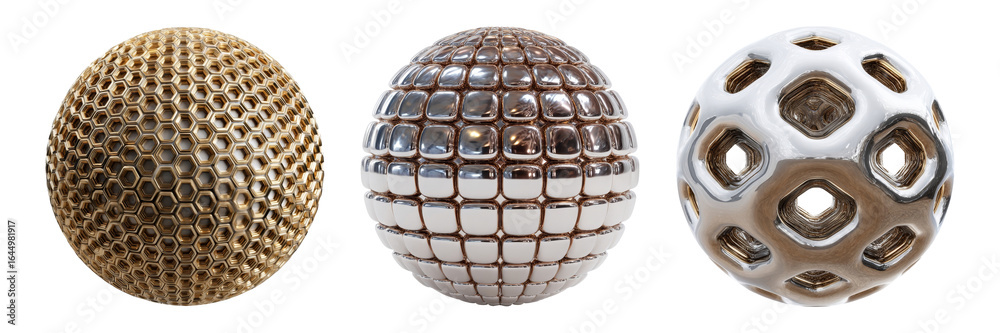 Fototapeta premium Metallic Spheres with Unique Patterns and Textures for Design Projects