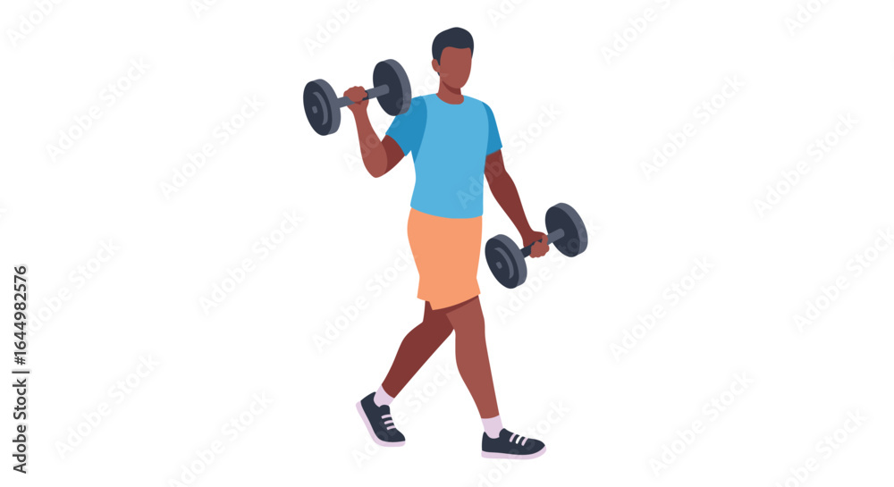 Fototapeta premium Man doing dumbbell exercise fitness workout training strength