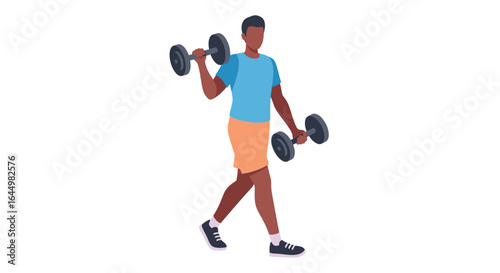 Man doing dumbbell exercise fitness workout training strength