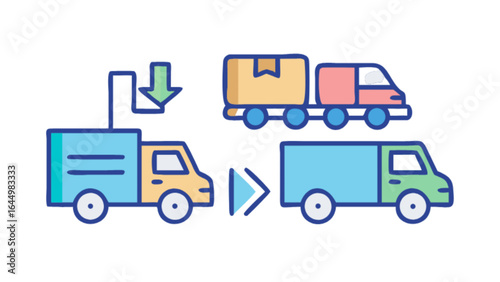Logistics and supply chain management shipping and delivery truck transport service concept vector illustration