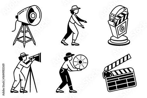Vintage Film Production Icons and Equipment.