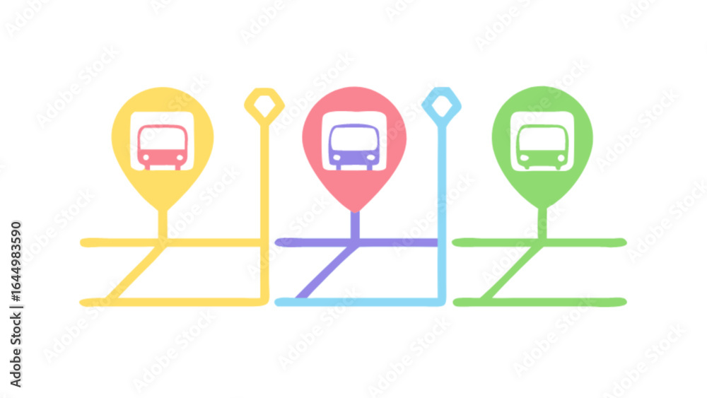 Find bus routes bus stops and public transportation near you with this colorful bus route map illustration Find bus routes bus stops and public transportation near you with this colorful bus route map illustration