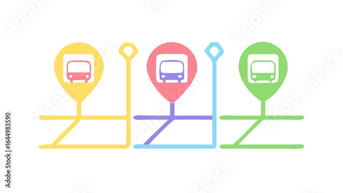 Find bus routes bus stops and public transportation near you with this colorful bus route map illustration