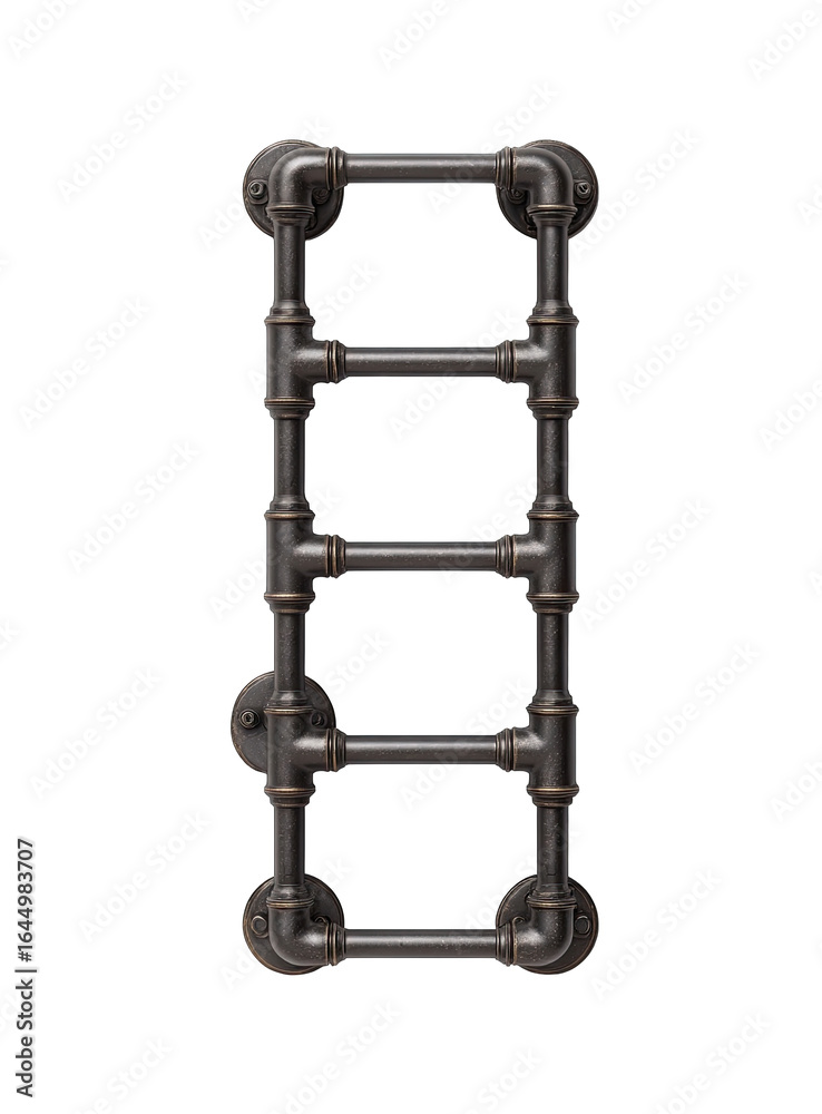 Fototapeta premium Industrial-style wall-mounted pipe shelving