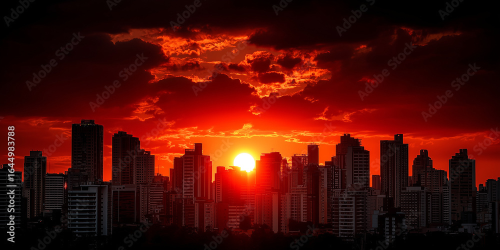 Fototapeta premium Scientific breakthrough in nuclear fusion clean energy revolutionizing urban landscapes at sunset