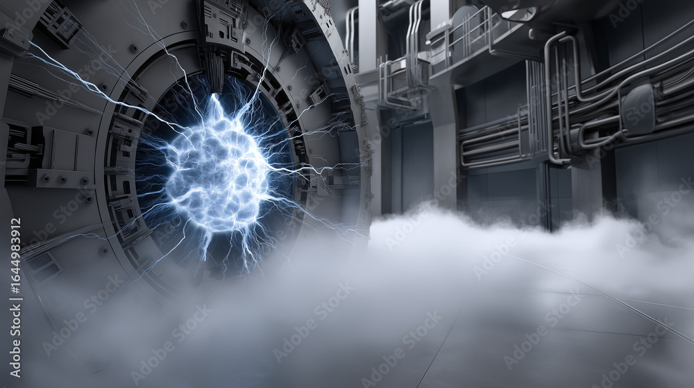 Fototapeta premium Nuclear fusion breakthrough for clean energy laboratory environment scientific innovation futuristic viewpoint
