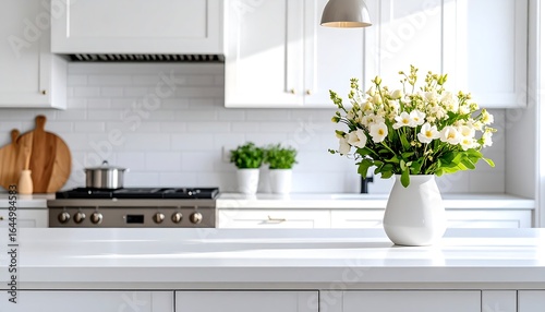 Bright kitchen with flowers