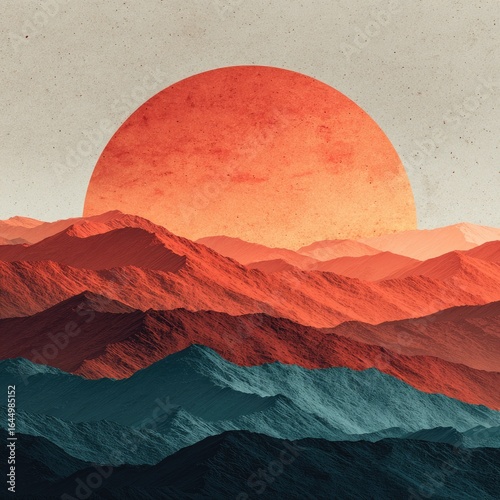 Sunrise over layered mountain ranges